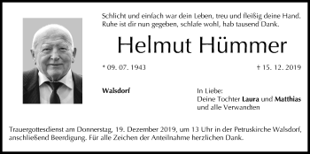Anzeige von Helmut Hümmer von MGO
