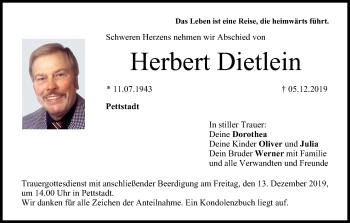 Anzeige von Herbert Dietlein von MGO