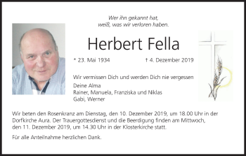 Anzeige von Herbert Fella von MGO