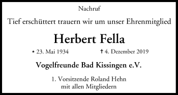Anzeige von Herbert Fella von MGO