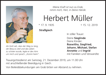 Anzeige von Herbert Müller von MGO