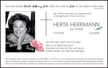 Anzeige von Herta Herrmann von MGO