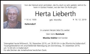 Anzeige von Herta Lieberth von MGO