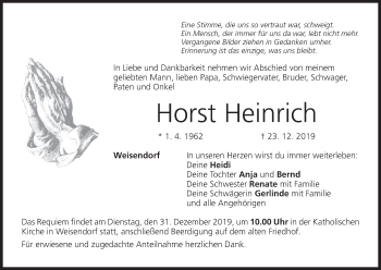 Anzeige von Horst Heinrich von MGO