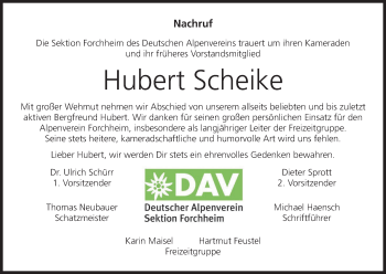 Anzeige von Hubert Scheike von MGO