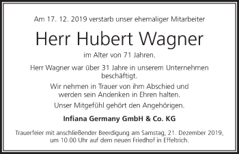 Anzeige von Hubert Wagner von MGO