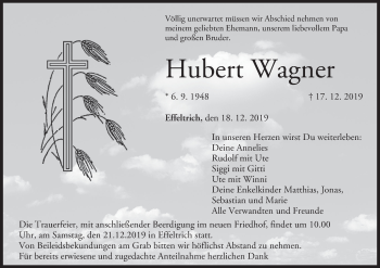 Anzeige von Hubert Wagner von MGO