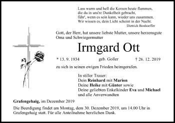 Anzeige von Irmgard Ott von MGO