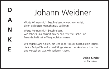 Anzeige von Johann Weidner von MGO