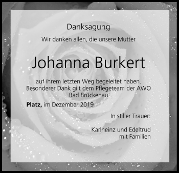 Anzeige von Johanna Burkert von MGO