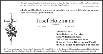 Anzeige von Josef Holzmann von MGO