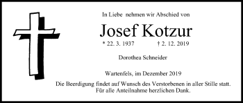 Anzeige von Josef Kotzur von MGO