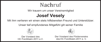 Anzeige von Josef Vesely von MGO