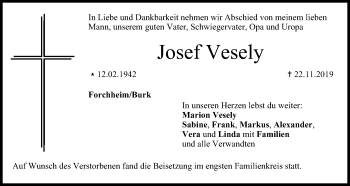 Anzeige von Josef Vesely von MGO