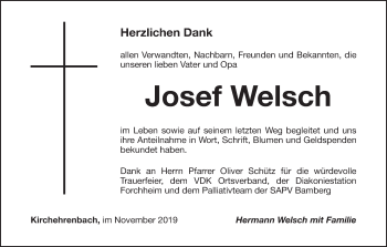 Anzeige von Josef Welsch von MGO
