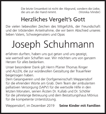 Anzeige von Joseph Schuhmann von MGO