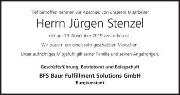 Anzeige von Jürgen Stenzel von MGO