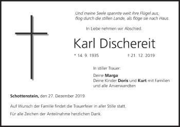 Anzeige von Karl Dischereit von MGO