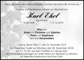 Anzeige von Karl Ehrl von MGO