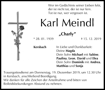 Anzeige von Karl Meindl von MGO