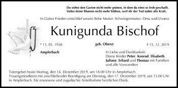 Anzeige von Kunigunda Bischof von MGO