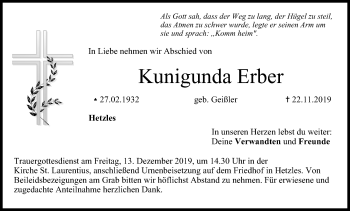 Anzeige von Kunigunda Erber von MGO