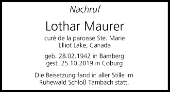 Anzeige von Lothar Maurer von MGO