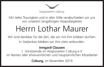 Anzeige von Lothar Maurer von MGO