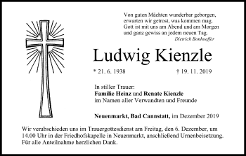 Anzeige von Ludwig Kienzle von MGO