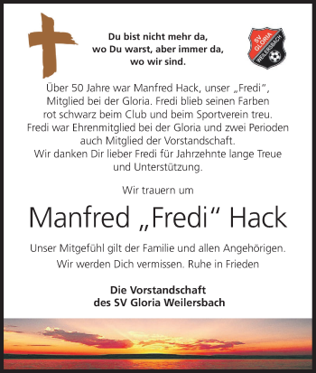 Anzeige von Manfred Hack von MGO