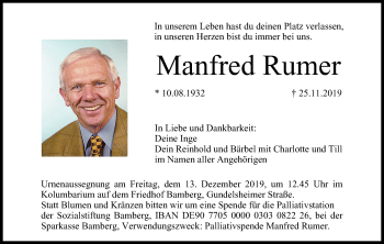 Anzeige von Manfred Rumer von MGO