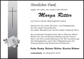 Anzeige von Marga Ritter von MGO