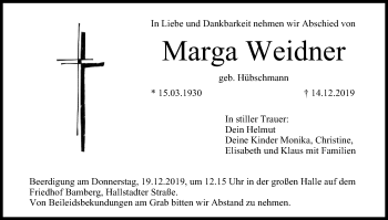 Anzeige von Marga Weidner von MGO