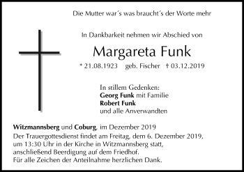 Anzeige von Margareta Funk von MGO
