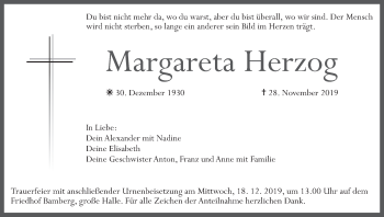 Anzeige von Margareta Herzog von MGO