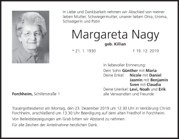 Anzeige von Margareta Nagy von MGO