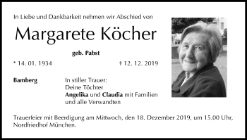 Anzeige von Margarete Köcher von MGO