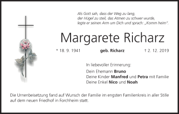 Anzeige von Margarete Richarz von MGO