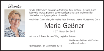 Anzeige von Maria Geßner von MGO