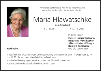 Anzeige von Maria Hlawatschke von MGO