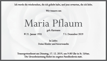 Anzeige von Maria Pflaum von MGO