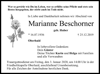 Anzeige von Marianne Beschorner von MGO