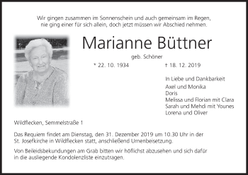 Anzeige von Marianne Büttner von MGO