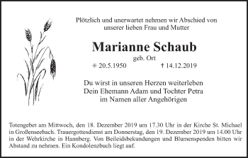 Anzeige von Marianne Schaub von MGO