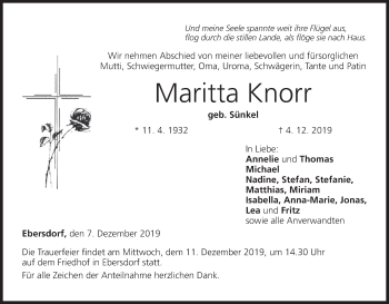 Anzeige von Maritta Knorr von MGO