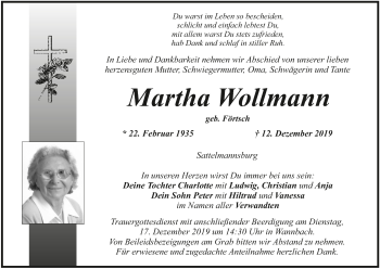 Anzeige von Martha Wollmann von MGO