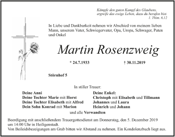 Anzeige von Martin Rosenzweig von MGO