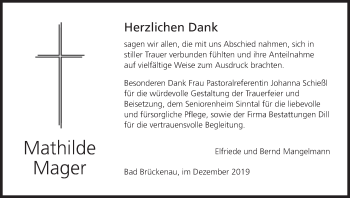 Anzeige von Mathilde Mager von MGO
