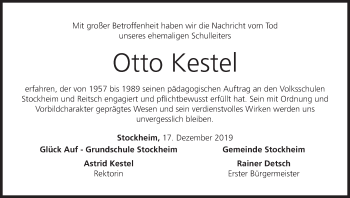 Anzeige von Otto Kestel von MGO
