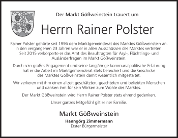 Anzeige von Rainer Polster von MGO